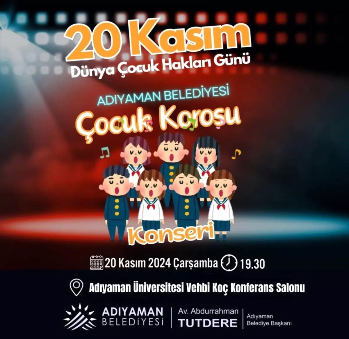 Adıyaman’da Dünya Çocuk Hakları Günü Kapsamında Çocuk Korosu Konseri Düzenlenecek